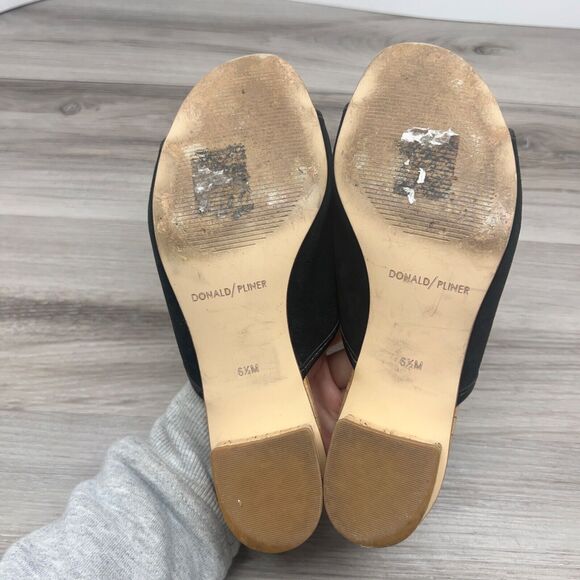 DONALD J PLINER SUEDE TASSLE MULES BLACK Size 6.5 M SLIP ON CUTE BLOCK HEEL - Picture 8 of 11